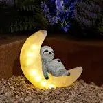 SunnyPark Garden Sloth Statues Outdoor Decor, Solar Powered Resin Lawn Ornaments with 8 LEDs Warm White, Outdoor Decoration for Patio Yard Lawn