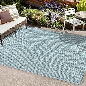 Chevron Modern Concentric Squares Indoor/Outdoor Area Rug - JONATHAN Y