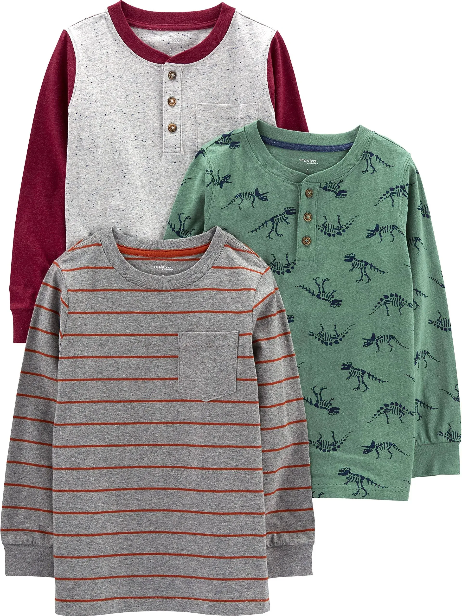 Simple Joys by Carter's Boys' 3-Pack Long Sleeve Shirts