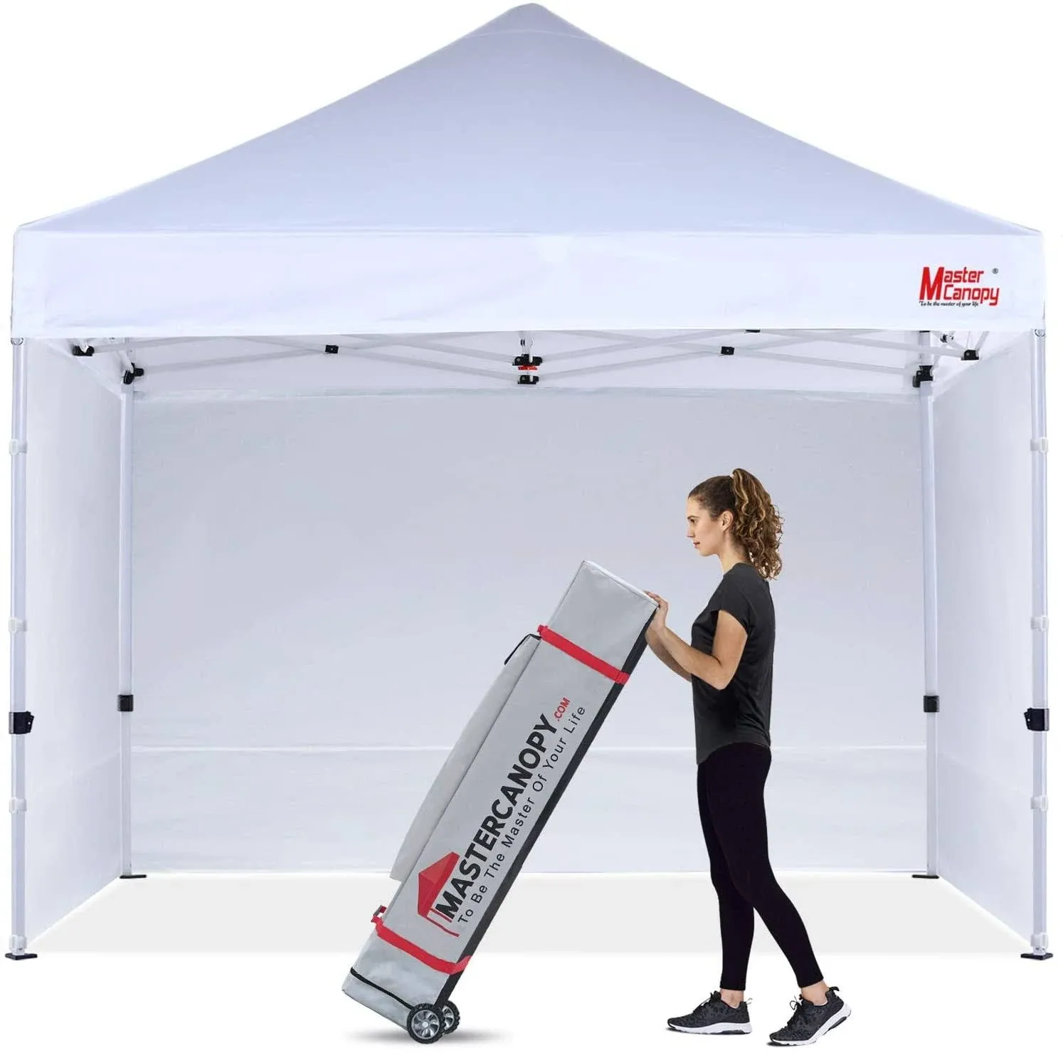 MASTERCANOPY Heavy Duty Pop-Up Canopy Tent with Sidewalls White