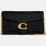 Tabby Black Leather Chain Clutch Bag