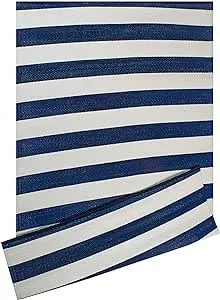 DII Outdoor Rug Collection Reversible Woven Stripe, 4x6-Feet, Navy &amp; White