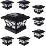 VOLISUN Solar Post Cap Lights Outdoor, Solar Powered Fence Post Cap Lights for 4x4 Vinyl/Wood Post, Black Waterproof Solar Deck Post Lights 8Pack Cool/Warm for Garden Patio Porch...