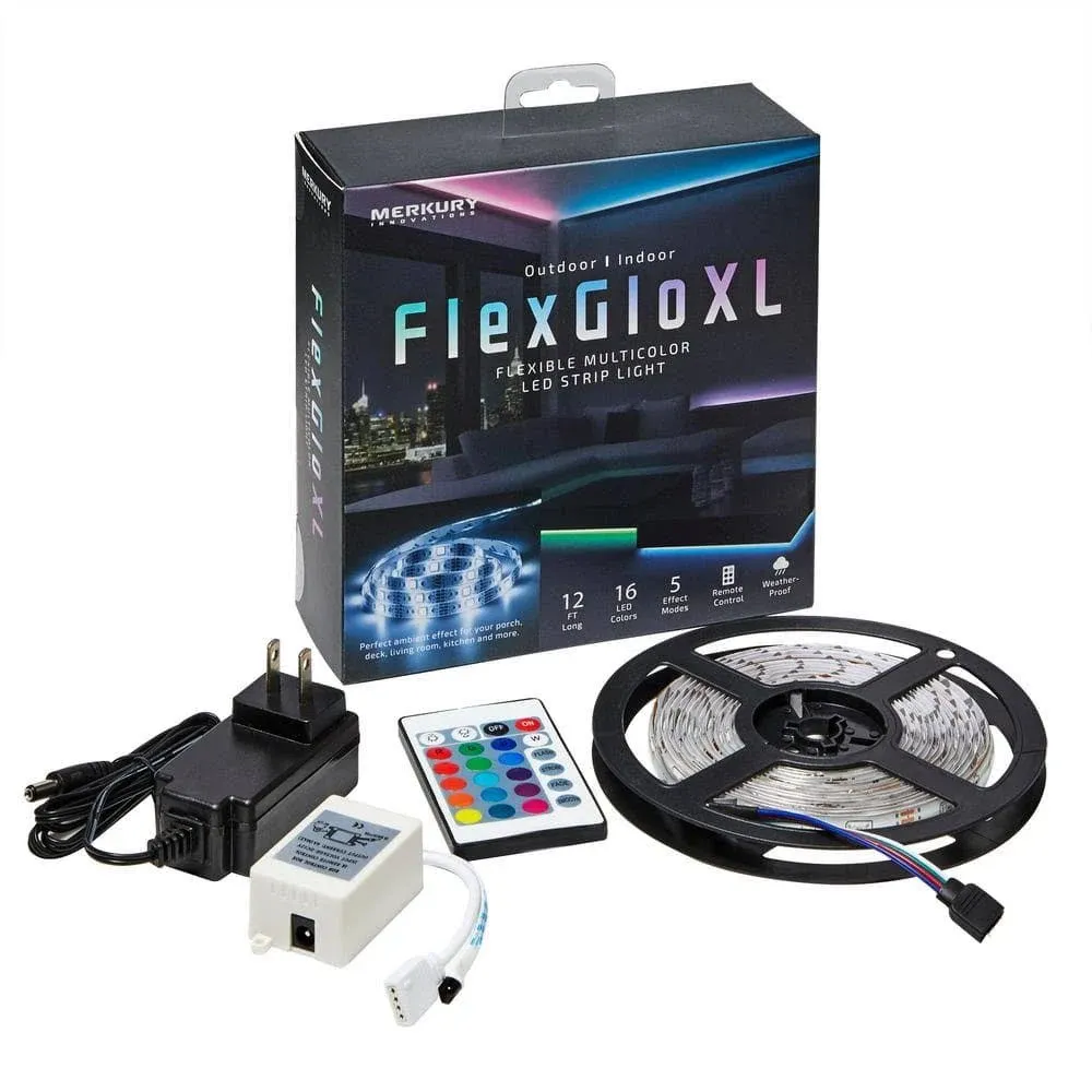 12' FlexGlo XL Outdoor/Indoor LED Strip Light - Merkury Innovations