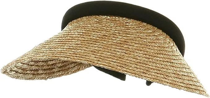 mg Ladies Sewn Braid Wheat Straw Clip On Visor (Natural)