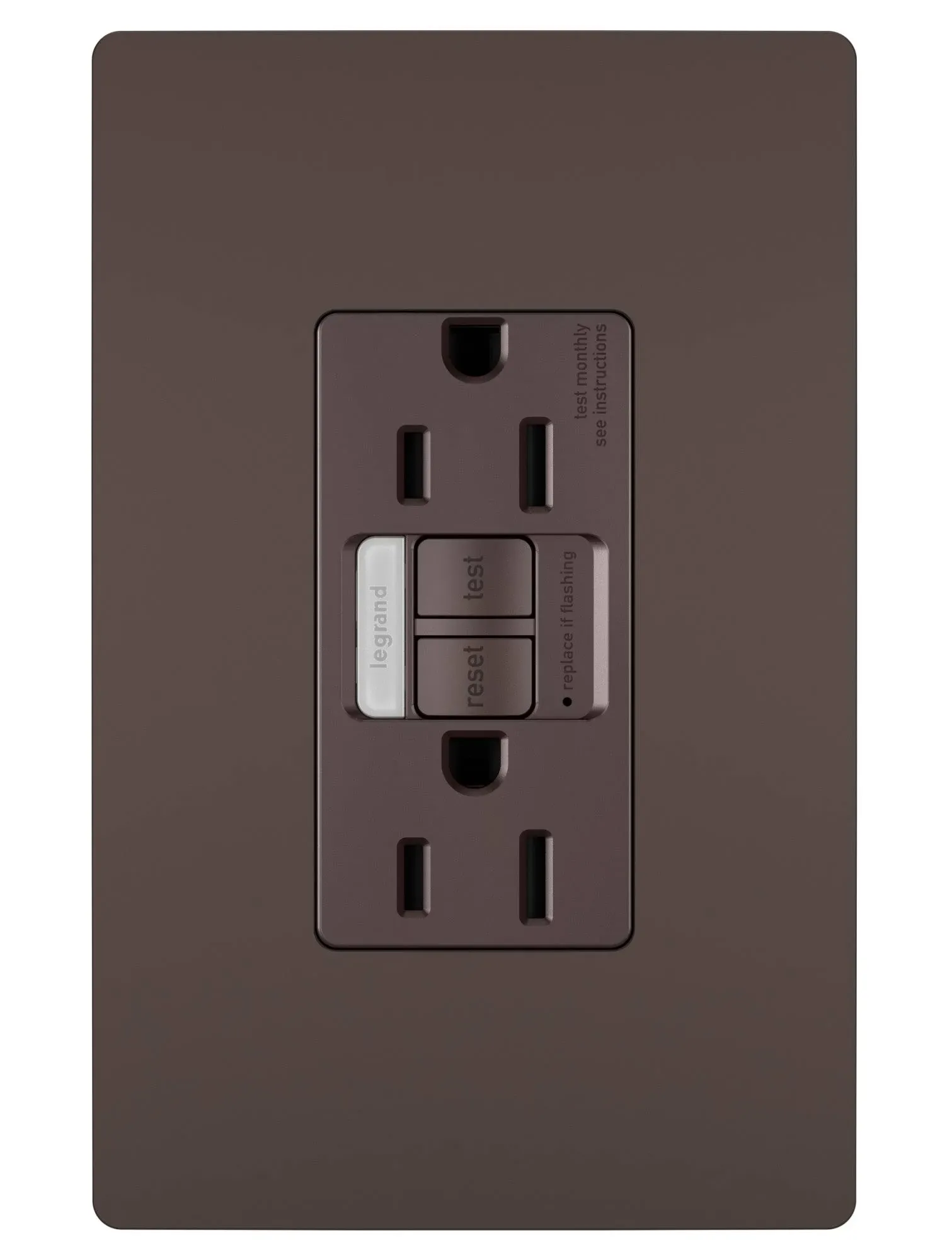 GFCI Receptacle/Night Light, 15A, Dark Bronze