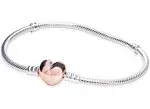 Pandora Women's Rose Bracelet Heart Clasp Sterling Silver