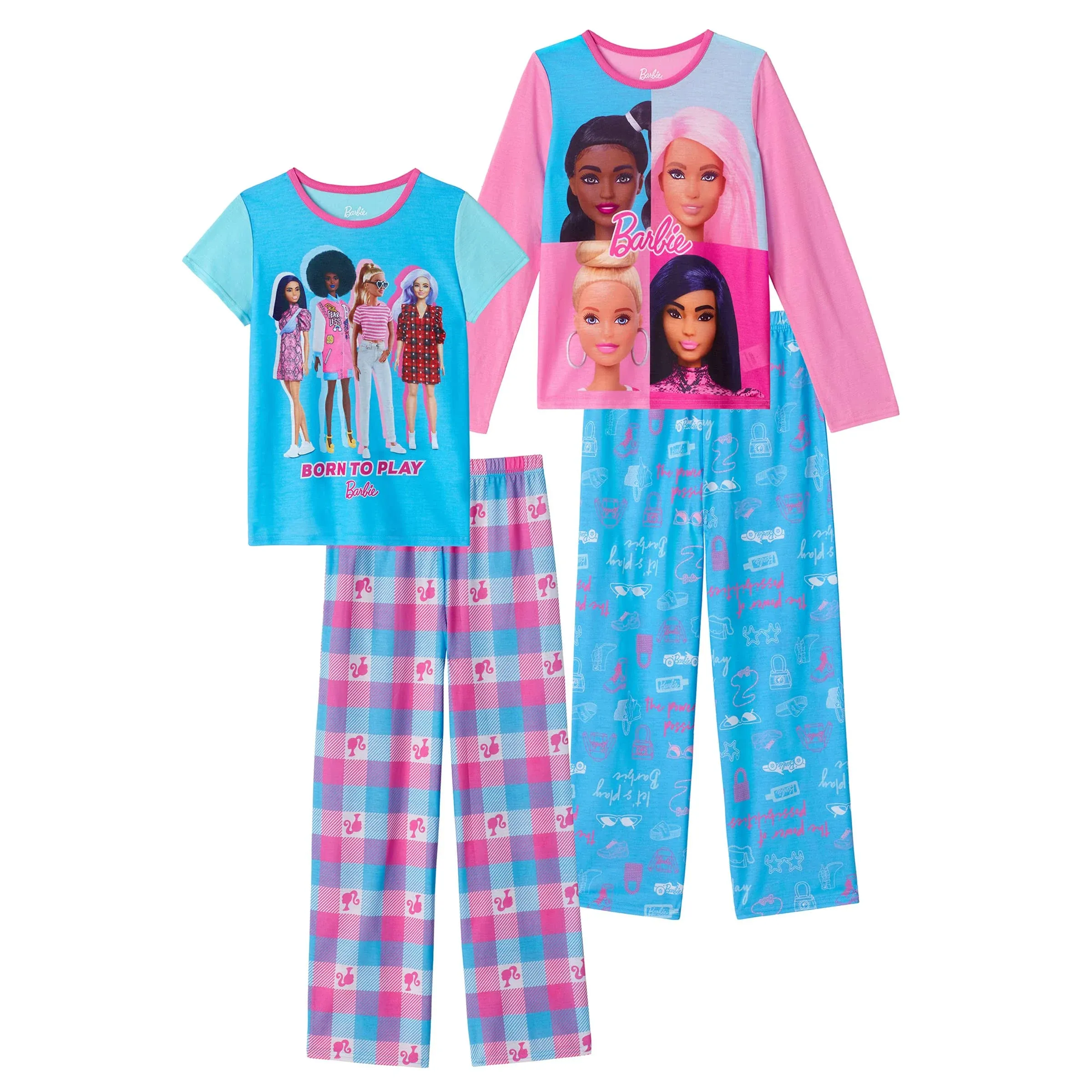 Barbie Girls' 4-Piece Pajama Set