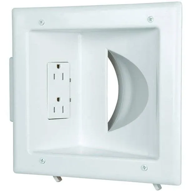 DataComm Electronics 45-0031-WH Recessed Low Voltage Media Plate with Duplex Receptacle