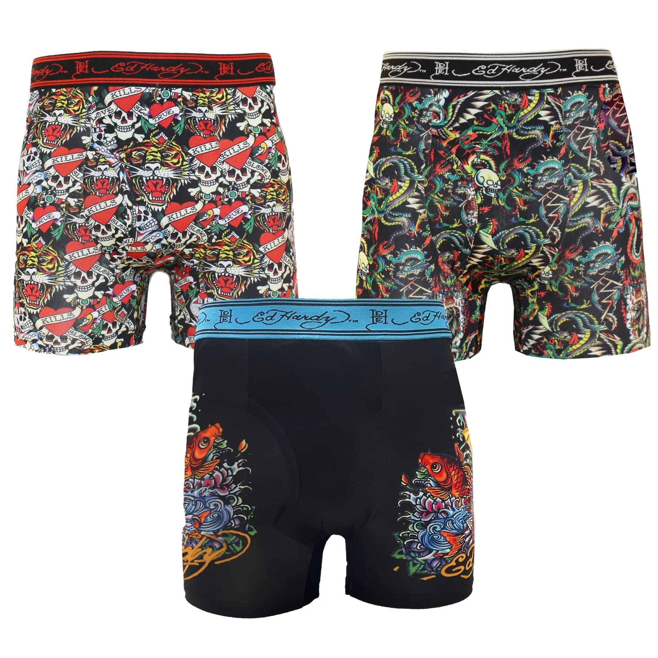 Ed Hardy Mens Cotton Stretch Underwear 3, 4 or 5 Pack All Day Comfortable Active Gym Boxer Briefs