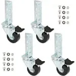 4pc - Storage Rack Caster Wheels (Adapts to Boltless Self Locking Shelving Racks) (3" (500 Max Total Capacity))