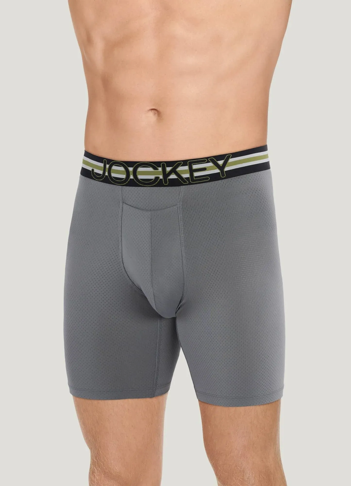 Jockey Men's Underwear Sport Stability Pouch Microfiber 9" Long Leg Boxer Brief