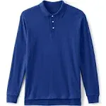 Lands' End School Uniform Kids Long Sleeve Interlock Polo Shirt - Large - Cobalt