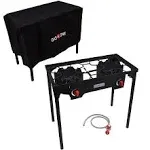 Gasone Two Burner Propane Camp Stove with Cover Outdoor High Pressure Propane Double Burner