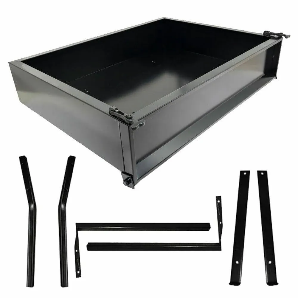 Performance Plus Carts EZGO RXV Golf Cart Black Steel Utility Cargo Box with Brackets