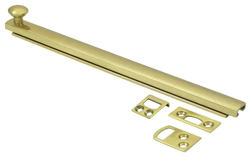 Deltana 8SBCS3 8 inch Concealed Screw Surface Bolt Polished Brass