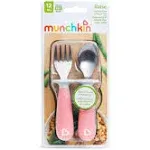 Munchkin Raise Toddler Fork and Spoon Set, 2 Pack, Pink