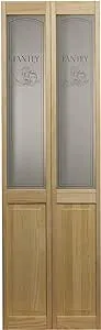 LTL Home Products 864728 Pantry Half Glass Bifold Interior Wood Door, 32 Inches x 80 Inches, Unfinished Pine