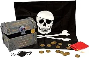 Melissa & Doug Wooden Pirate Chest Pretend Play Set