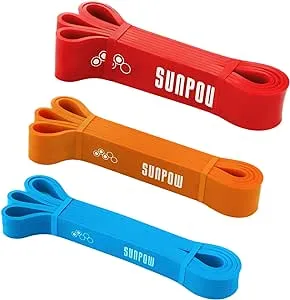 SUNPOW Pull Up Assistance Bands - Set of 5 Resistance Heavy Duty Workout Exercise Stretch Fitness Bands Assist Set for Body, Instruction Guide and Carry Bag Included