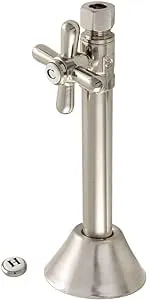 Kingston Brass CC83258X 1/2" Sweat x 3/8" O.D. Comp Straight Shut Off Valve with 5" Extension, Brushed Nickel