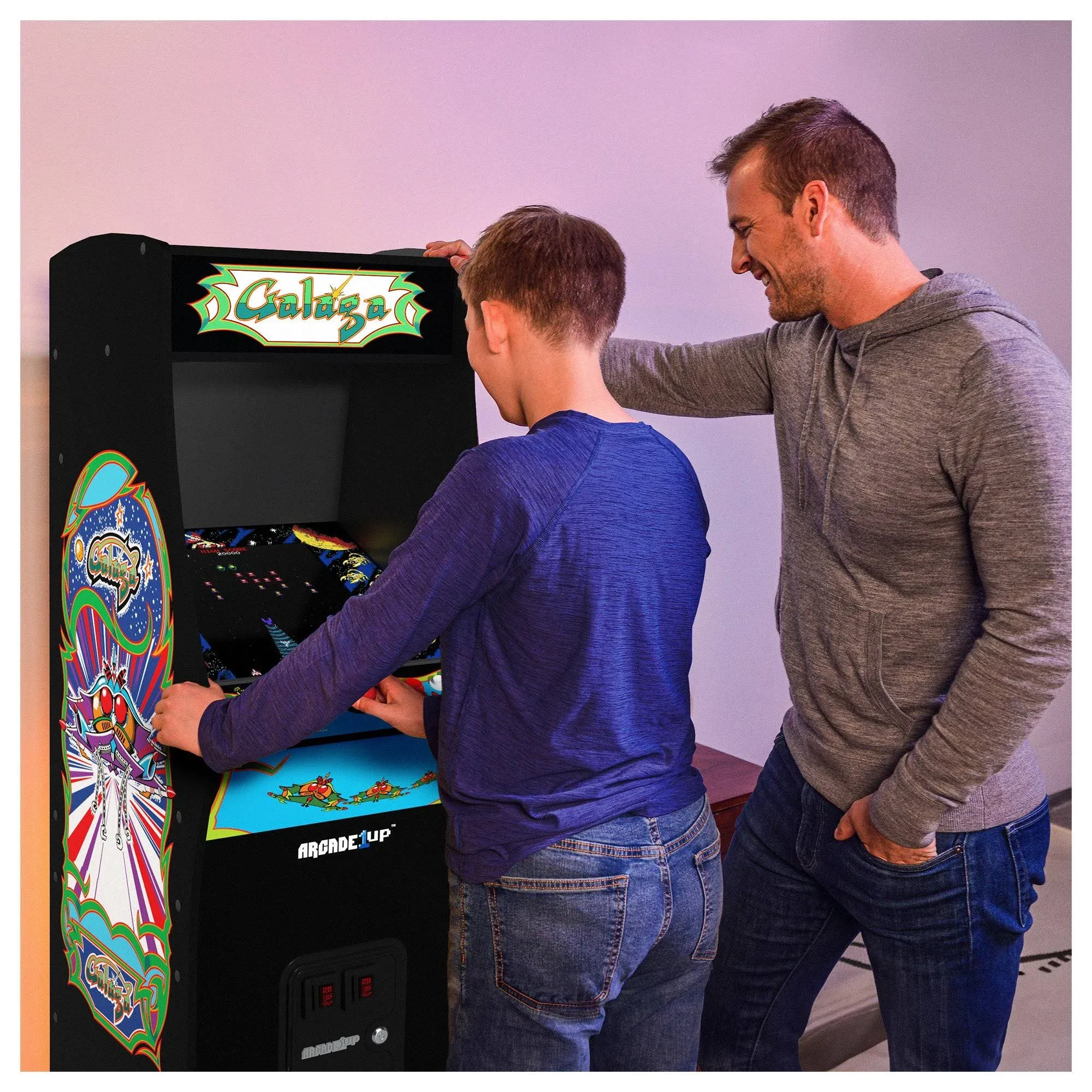 Arcade1Up GALAGA Deluxe Arcade Machine, Built for Your Home, 5 Foot Tall Stand-Up Cabinet with 14 Classic Games in 1 with 17 Inch BOE Screen, Black