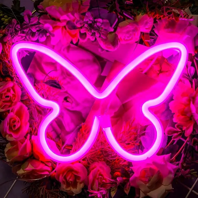 Pellimo Butterfly Neon Signs Butterfly LED Light 3-AA Battery Powered, USB 