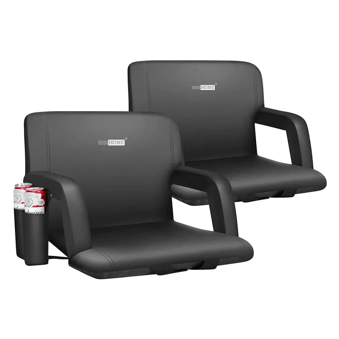 (2) VIVOHOME PORTABLE RECLINING STADIUM SEAT CHAIRS FOR BLEACHERS PADDED ADJUST