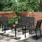 4 Pieces Patio Furniture Set Outdoor Conversation for Patio Lawn Garden Black