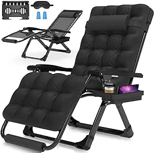 Suteck Oversized Zero Gravity Chair,29In XL Lounge Chair w/Removable Cushion&Headrest, Reclining Camping Chair w/Upgraded Lock and Footrest, Reclining