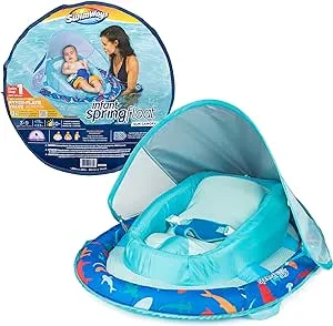 Swimways Sun Canopy Inflatable Infant Spring Float for Infants 3-9 Months, Shark Design