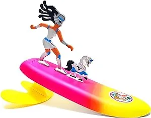 Surfer Dudes Legends & Surfer Pets Wave Powered Mini-Surfer, Pet and Surfboard Beach Toy - Voss Victoria and Bulken