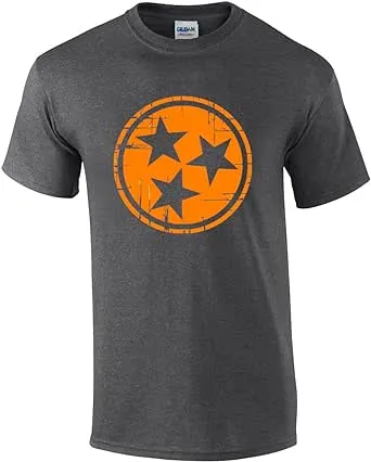 Trenz Shirt Company Mens Tennessee Tshirt TN State Flag TN Orange and White State Outline Short Sleeve T-shirt Graphic Tee