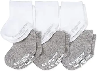 Solid Organic Cotton Crew Socks 6 Pack - 12-24 Months Burt's Bees Baby