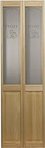 LTL Home Products 864720 Pantry Half Glass Bifold Interior Wood Door, 24 Inches x 80 Inches, Unfinished Pine