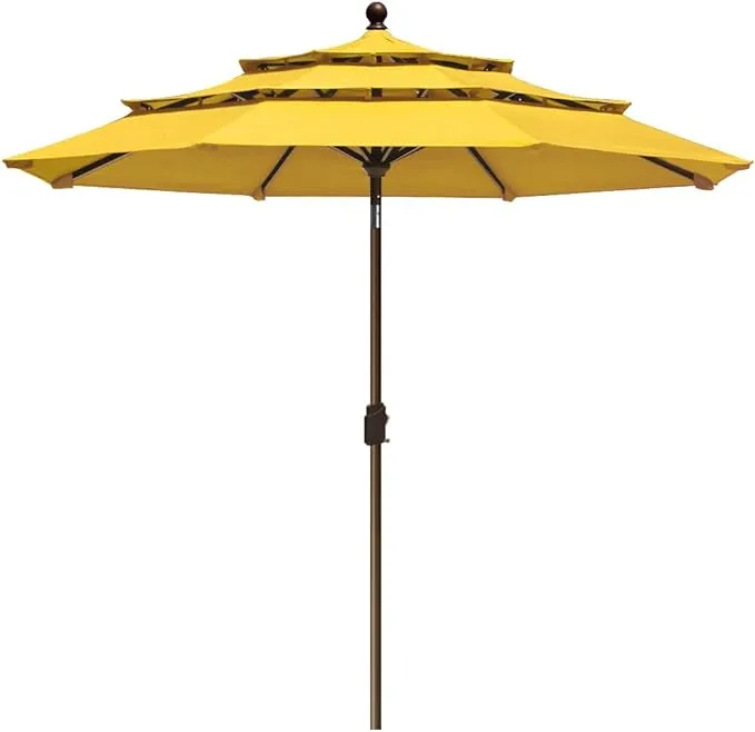 EliteShade USA 10-Year-Non-Fading 9Ft 3 Tiers Market Umbrella Patio Umbrella Outdoor Table Umbrella with Ventilation, Sunflower Yellow