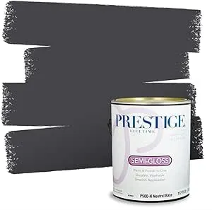 PRESTIGE Paints Interior Paint and Primer in One, 1 Gallon, Semi-Gloss, Penguin Black