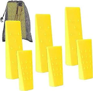 AR-PRO 7CR2TG8 6 Pack Tree Felling Wedges with Spikes for Safe Tree Cutting – 3 Each of 8” and 5.5” Wedges with Storage Bag; 6 Felling