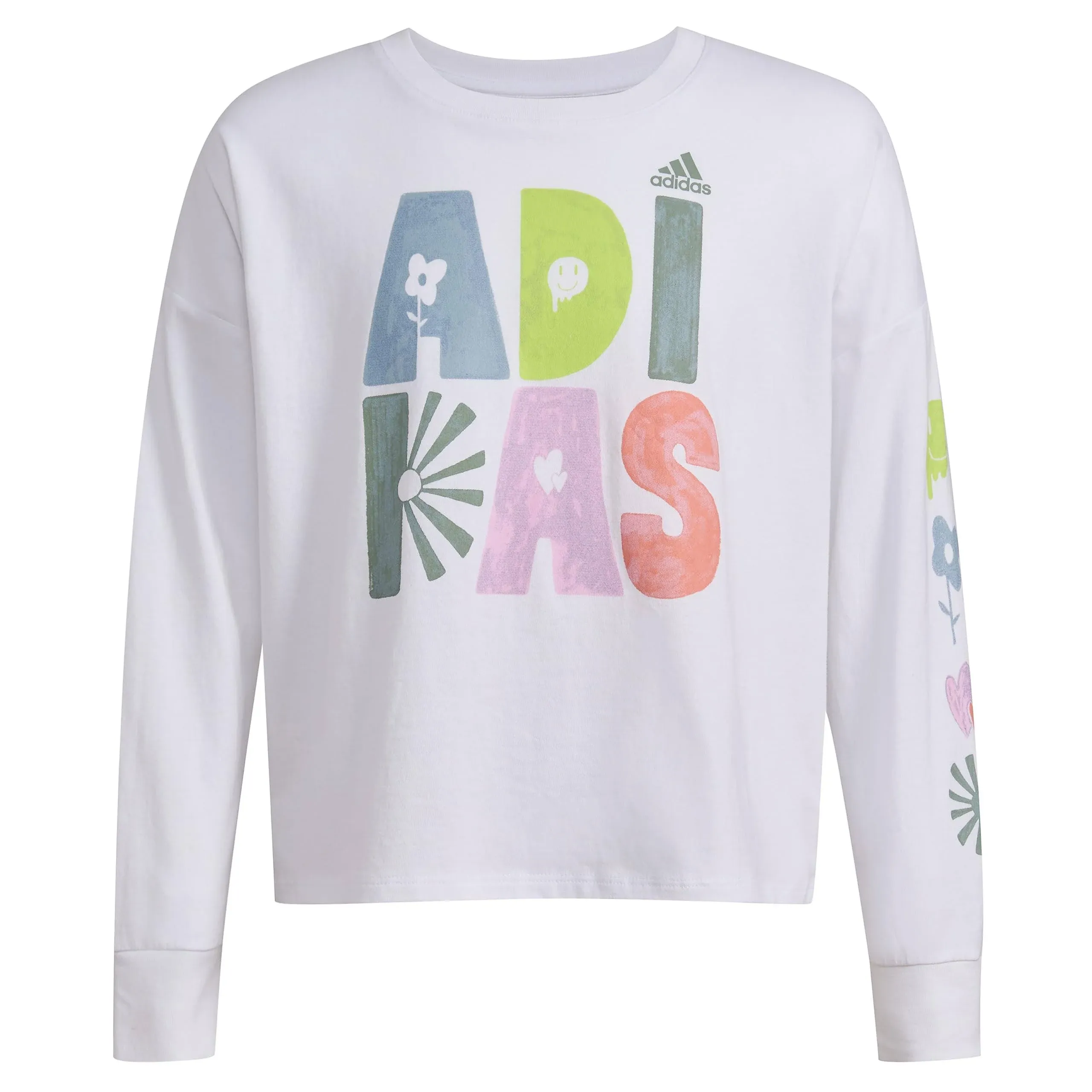 Adidas Girls' Long Sleeve Waist Crew Tee T-Shirt