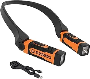 EZRED NK15-OR ANYWEAR Rechargeable Neck Light for Hands-Free Lighting, Orange, Perfect Light for Mechanics, Camping, Hunting, DIY Projects, Reading