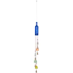 Deco 79 Glass Glass Bottle Windchime with Beads and Cone Bells, 3" x 3" x 41", Blue