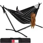 Best Choice Products 2-Person Brazilian-Style Cotton Double Hammock with Stand Set w/ Carrying Bag - Abyss