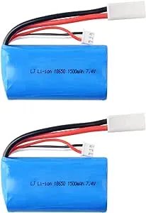 2 pcs 7.4V 1500Mah EL-2P Plug li-on Battery for FT009 RC Boat Toys