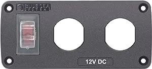 Blue Sea Systems 4364 Water-Resistant Accessory Panel, 15A Circuit Breaker, 2 Blank Apertures