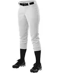 Alleson Athletic 605PBWY Girls Belt Loop Fastpitch Pants - White M