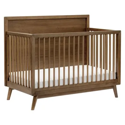 Babyletto Palma 4 in 1 Convertible Crib with Toddler Bed Conversion Kit - Natural Walnut