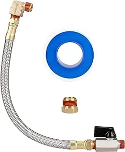 Extended Tank Drain Assembly Kit With 10 Inch Braided Steel Hose 1/4 Inch