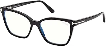 Eyeglasses Tom Ford FT 5812 -B 001 Shiny Black,"t" Logo/Blue Block Lenses