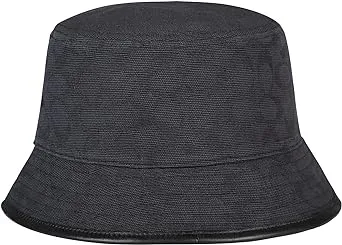 New Coach Women&#039;s Signature C Jacquard Canvas Bucket Hat Black One Size