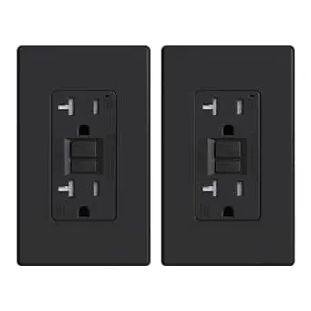 ELEGRP 20 Amp 125-Volt Duplex Tamper Resistant Self-Test GFCIOutlet, with Wall Plate, UL &cul Certified, Black (2-Pack)